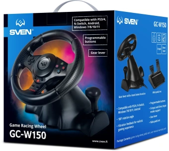 Руль Sven GC-W150 16кноп. (с педалями) черный - купить недорого с доставкой в интернет-магазине
