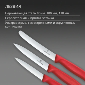 Набор ножей кухон. Victorinox Swiss Classic 6.7111.34C1 для овощей компл.:3предм. красный европодвес - купить недорого с доставкой в интернет-магазине