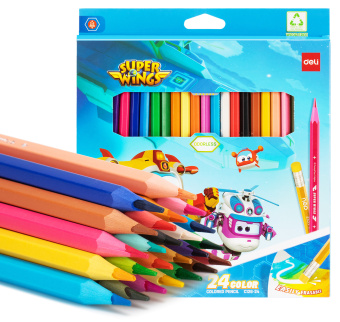 Карандаши цв. Deli EC126-24 Super Wings шестигран. пластик кор.европод. (24шт) - купить недорого с доставкой в интернет-магазине