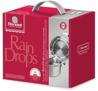 Кастрюля Rondell RainDrops RDS-1294 3.2л. d=20см (с крышкой) стальной - купить недорого с доставкой в интернет-магазине