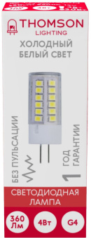 Лампа светодиодная Thomson TH-B4227 4Вт цок.:G4 капсул. 12B св.свеч.бел.хол. (упак.:1шт) - купить недорого с доставкой в интернет-магазине