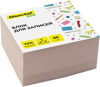 Блок для записей бумажный Silwerhof Eco Эконом 90х90х45мм 60г/м2 70% белый - купить недорого с доставкой в интернет-магазине