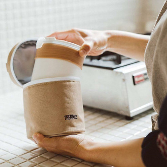 Термос Thermos JBS-360 0.36л. бежевый/белый с чехлом (135223) - купить недорого с доставкой в интернет-магазине