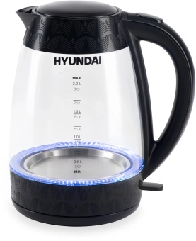 Чайник электрический Hyundai HYK-G4505 2л. 2200Вт черный корпус: стекло/пластик - купить недорого с доставкой в интернет-магазине