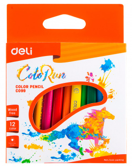 Карандаши цв. Deli EC09900 ColoRun трехгран. пластик 12цв. коробка/европод. (12шт) - купить недорого с доставкой в интернет-магазине
