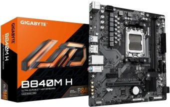 Материнская плата Gigabyte B840M H Socket AM5 AMD B840 2xDDR5 mATX AC`97 8ch(7.1) GbLAN RAID+HDMI+DP - купить недорого с доставкой в интернет-магазине