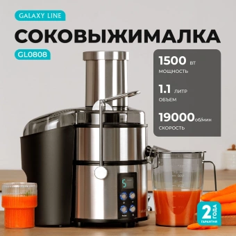 Соковыжималка центробежная Galaxy Line GL 0808 1500Вт рез.сок.:1100мл. серебристый - купить недорого с доставкой в интернет-магазине