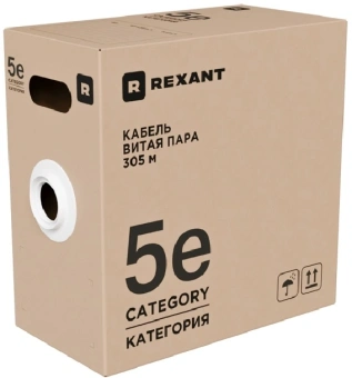 Кабель информационный Rexant 01-0041-R кат.5E U/UTP 4 пары 24AWG PVC внутренний 305м серый - купить недорого с доставкой в интернет-магазине