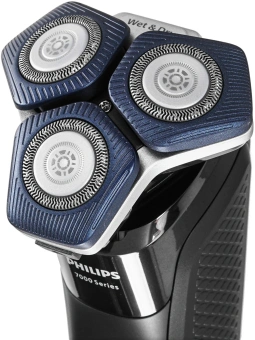 Бритва роторная Philips Series 7000 S7886/35 реж.эл.:3 питан.:аккум. черный/синий - купить недорого с доставкой в интернет-магазине