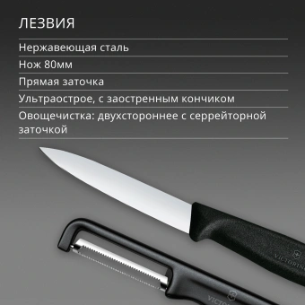 Набор нож/овощеч. Victorinox Swiss Classic 6.7113.21 компл.:2предм. черный европодвес - купить недорого с доставкой в интернет-магазине