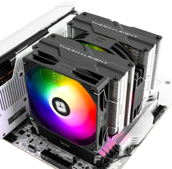 Устройство охлаждения(кулер) Thermalright Peerless Assassin 140 SE ARGB Soc-AM5/AM4/1200/1700/1851 черный 4-pin 19-25.6dB Al+Cu 1000gr Ret (PA140-SE-ARGB) - купить недорого с доставкой в интернет-магазине