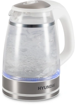 Чайник электрический Hyundai HYK-G3506 1.7л. 2200Вт белый/серебристый корпус: стекло - купить недорого с доставкой в интернет-магазине