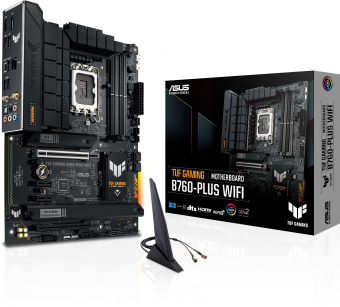 Материнская плата Asus TUF GAMING B760-PLUS WIFI Soc-1700 Intel B760 4xDDR5 ATX AC`97 8ch(7.1) 2.5Gg RAID+HDMI+DP - купить недорого с доставкой в интернет-магазине