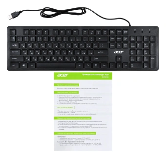 Клавиатура Acer OKW020 черный USB slim Multimedia (ZL.KBDEE.001) кабель 1.5м - купить недорого с доставкой в интернет-магазине