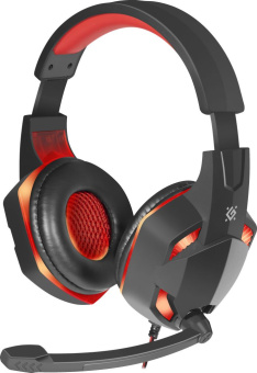 Наушники с микрофоном Defender Warhead G-370 черный/красный 2м накладные оголовье (64037) - купить недорого с доставкой в интернет-магазине