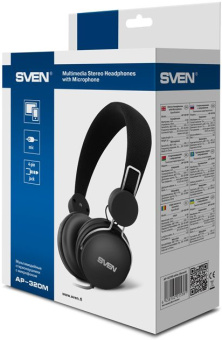 Гарнитура накладные Sven AP-320M 1.2м черный проводные оголовье (SV-015374) - купить недорого с доставкой в интернет-магазине