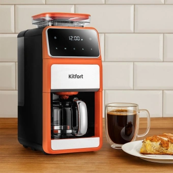 Кофеварка капельная Kitfort КТ-7622 1050Вт оранжевый/черный - купить недорого с доставкой в интернет-магазине