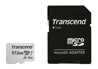 Флеш карта microSDXC 512Gb Class10 Transcend TS512GUSD300S-A 300S + adapter - купить недорого с доставкой в интернет-магазине