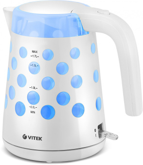 Чайник электрический Vitek VT-7048-01 1.7л. 2200Вт белый корпус: пластик - купить недорого с доставкой в интернет-магазине