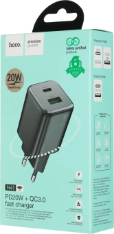Сетевое зар./устр. Hoco N41 Almighty Black 20W 3A+2.22A+2A+1.67A+1.5A (PD+QC+AFC) USB/USB Type-C универсальное черный - купить недорого с доставкой в интернет-магазине