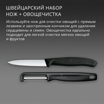 Набор нож/овощеч. Victorinox Swiss Classic 6.7113.21 компл.:2предм. черный европодвес - купить недорого с доставкой в интернет-магазине