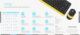 Клавиатура + мышь A4Tech Fstyler F1110 клав:черный/желтый мышь:черный/желтый USB Multimedia (F1110 BUMBLEBEE) - купить недорого с доставкой в интернет-магазине