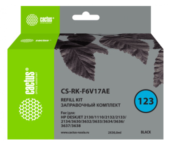 Заправочный набор Cactus CS-RK-F6V17AE черный 2x60мл для HP DJ 1110/1111/1112/2130/2131 - купить недорого с доставкой в интернет-магазине