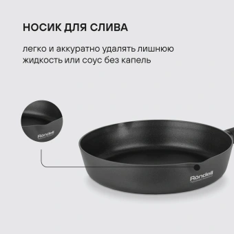 Сковорода Rondell Trumpf RDA-1342 круглая 24см покрытие: Xylan Plus ручка несъемная (без крышки) черный - купить недорого с доставкой в интернет-магазине