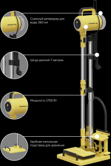 Пароочиститель напольный Polaris PSC 1711C 1700Вт желтый/черный - купить недорого с доставкой в интернет-магазине