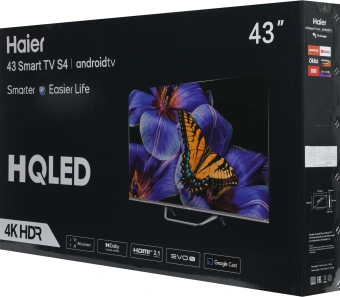 Телевизор QLED Haier 43" Smart TV S4 Frameless серебристый/серебристый 4K Ultra HD 60Hz DVB-T DVB-T2 DVB-C DVB-S DVB-S2 USB WiFi Smart TV (RUS) - купить недорого с доставкой в интернет-магазине