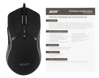 Мышь Acer OMW144 черный оптическая (3200dpi) USB (7but) - купить недорого с доставкой в интернет-магазине