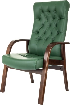 Кресло Бюрократ T-9928WALNUT-CF зеленый кожа на ножках дерево - купить недорого с доставкой в интернет-магазине