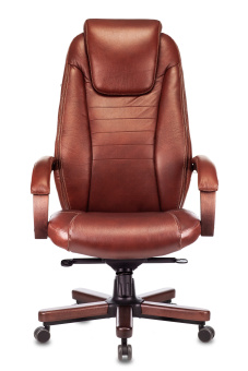 Кресло руководителя Бюрократ T-9923WALNUT светло-коричневый Leather Eichel кожа крестов. металл/дерево - купить недорого с доставкой в интернет-магазине