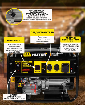 Генератор Huter DY8000LX 7кВт - купить недорого с доставкой в интернет-магазине