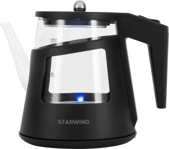 Чайник электрический Starwind SKG2113 1л. 1000Вт черный/прозрачный корпус: стекло - купить недорого с доставкой в интернет-магазине