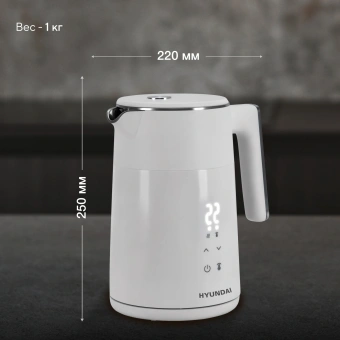 Чайник электрический Hyundai HYK-S9500 1.5л. 2200Вт белый корпус: металл/пластик - купить недорого с доставкой в интернет-магазине