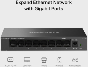 Коммутатор Mercusys MS108GS (L2) 8x1Гбит/с неуправляемый - цена, купить или заказать с доставкой в интернет-магазине Коммутатор Mercusys MS108GS (L2) 8x1Гбит/с неуправляемый - купить недорого с доставкой в интернет-магазине