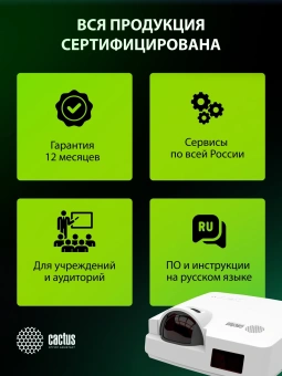 Проектор Cactus Bright CS-V1.WT 3LCD 64000Lm LS 4000Lm ANSI (1024x768) 30000:1 ресурс лампы:10000часов 1xUSB typeA 1xUSB typeB 2xHDMI 4кг - купить недорого с доставкой в интернет-магазине