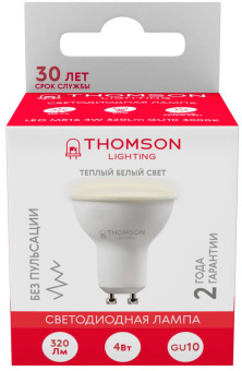 Лампа светодиодная Thomson TH-B2103 4Вт цок.:GU10 рефлек. 220B 3000K св.свеч.бел.теп. MR16 (упак.:1шт) - купить недорого с доставкой в интернет-магазине