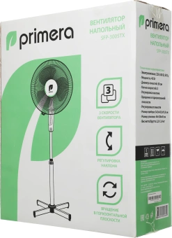 Вентилятор напольный Primera SFP-3005TX 35Вт скоростей:3 белый/серый - купить недорого с доставкой в интернет-магазине