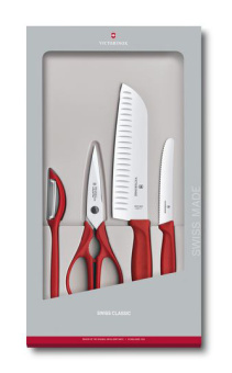 Набор ножей кухон. Victorinox Kitchen Set, 4 pieces (6.7131.4G) компл.:4предм. красный подар.коробка - купить недорого с доставкой в интернет-магазине