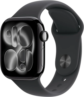 Смарт-часы Apple Watch Series 11 A3331 42мм OLED корп.черный Sport Band рем.черный разм.брасл.:140-190мм (MEQT4LW/A) - купить недорого с доставкой в интернет-магазине