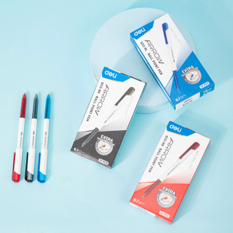 Ручка шариков. Deli Arrow EQ23-BL белый/голубой d=0.7мм син. черн. (1шт) - купить недорого с доставкой в интернет-магазине