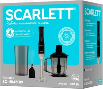 Блендер погружной Scarlett SC-HB42F89 1100Вт черный - купить недорого с доставкой в интернет-магазине