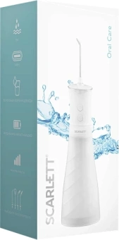 Ирригатор Scarlett SC-WF01 портатив. 4насад. белый - купить недорого с доставкой в интернет-магазине
