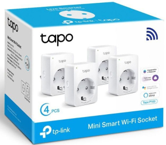 Умная розетка TP-Link TAPO P100(4-PACK) EU VDEBT Wi-Fi белый - купить недорого с доставкой в интернет-магазине