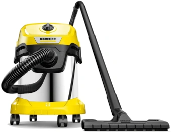 Строительный пылесос Karcher WD 3 S V-15/4/20 1000Вт (уборка: сухая) желтый - купить недорого с доставкой в интернет-магазине