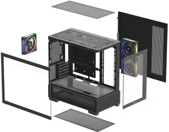 Корпус Deepcool CG380 3F черный без БП mATX 6x120mm 3x140mm 2xUSB3.0 audio bott PSU - купить недорого с доставкой в интернет-магазине