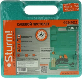 Клеевой пистолет Sturm! GG2470C1 78Вт 12гр/мин стерж.:11х100мм - купить недорого с доставкой в интернет-магазине