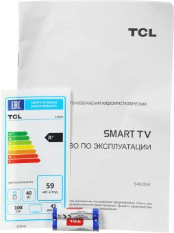 Телевизор LED TCL 43" 43S5K черный FULL HD 60Hz DVB-T DVB-T2 DVB-C DVB-S DVB-S2 USB WiFi Smart TV - купить недорого с доставкой в интернет-магазине